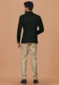 Textured Polyester Jacquard Jodhpuri Suit in Black - Image 2