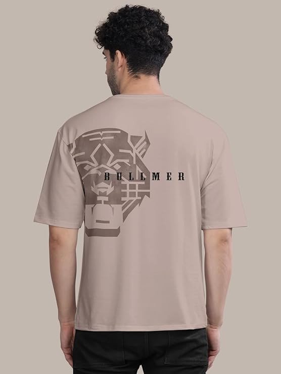 Black Trendy Front and Back Printed oversized Round Neck T-shirt for men - Image 2